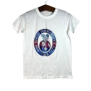 Vintage Shirt-Tex 80s 90s World Trade Center Glitter Graphic Single Stitch M USA